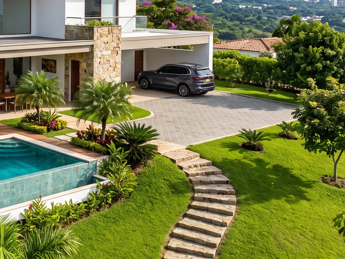 Jardín y acceso de una casa campestre en Alfaguara, Jamundí